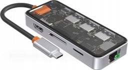 HUB USB Pan i Pani Gadżet 8W1 Clear USB HUB Adapter Do Laptopa Macbooka Pro Air SD HDMI