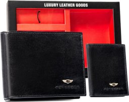 Peterson Elegancki Skórzany Portfel, Etui Na Karty I Brelok