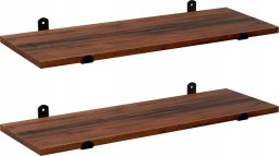 Songmics Półki ścienne Zestaw 2, 60 x 20 x 7 cm, pływające półki, dekoracyjne półki, styl retro, do sypialni salon korytarz kuchenny, mak
