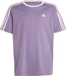 Adidas Koszulka dla dzieci adidas Essentials 3-Stripes Cotton Loose Fit Boyfriend Tee fioletowa IL3276 128cm