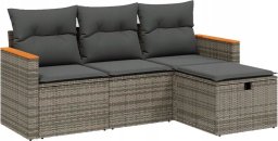 vidaXL 4-częsciowy zestaw wypoczynkowy do ogrodu, poduszki, szary, rattan PE