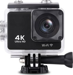 Kamera Hurtel Kamera sportowa 4K Full HD Wi-Fi 16Mpx wodoodporna szerokokątna + akcesoria czarna Kamera sportowa 4K Full HD Wi-Fi 16Mpx wodoodporna szerokokątna + akcesoria czarna