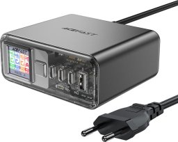  Acefast Stacja zasilania ładowarka PD 218W GaN z 4 portami 3x USB-C + USB-A szary Stacja zasilania ładowarka PD 218W GaN z 4 portami 3x USB-C + USB-A szary