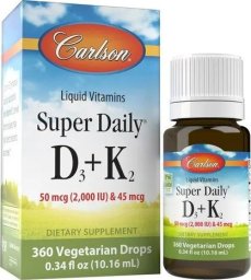 Carlson Labs Carlson Labs - Super Daily D3 + K2, 2000 IU, Płyn, 10 ml