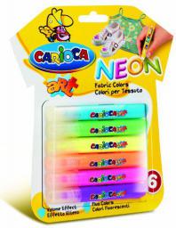  Carioca Farby do tkanin 6 kolorów neonowe