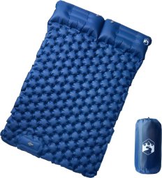 vidaXL vidaXL Materac samopompujący z poduszkami, 2-osobowy, granatowy