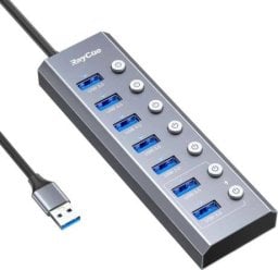 HUB USB RayCue Hub 7w2 RayCue USB-C do 2x USB-A 3.0 5Gbps + SD/TF 3.0 + USB-C+ HDMI 4K30Hz (szary)