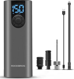 RockBros Elektryczna pompka rower motor auto piłka 10 bar z wyświetlaczem LED + kabel USB-C czarna Elektryczna pompka rower motor auto piłka 10 bar z wyświetlaczem LED + kabel USB-C czarna