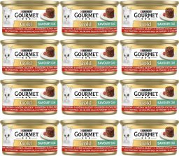 Purina Gourmet Gold Savoury Cake Mokra karma dla kotów z wołowiną i pomidorem 85 g x 12 sztuk
