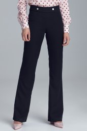  Nife Czarne spodnie garniturowe z napami - SD35 (kolor czarny, rozmiar 44)