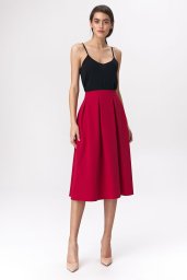  Nife Rozkloszowana czerwona spódnica midi  - SP50 (kolor czerwony, rozmiar 40)