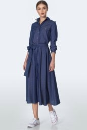  Nife Jeansowa sukienka midi - S159 (kolor jeans, rozmiar 44)