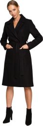  MOE M708 Płaszcz o klasycznym kroju z paskiem - czarny (kolor czarny, rozmiar L)