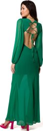  Makover K166 Sukienka szyfonowa z odkrytymi plecami - soczysta zieleń (kolor zielony, rozmiar L)