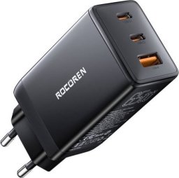 Ładowarka Rocoren Ładowarka sieciowa Rocoren GaN Pro 65W, 2x USB-C, USB (czarna)