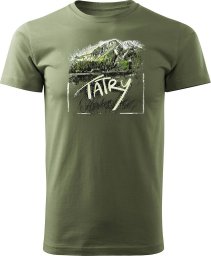 Topslang Koszulka z górami w góry turystyczna z Tatrami Tatry Słowacja trekkingowa męska khaki REGULAR XL