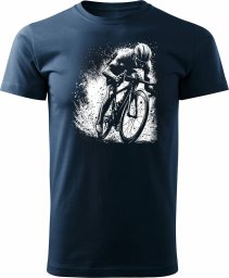 Topslang Koszulka z kolarzem kolarz kolarska dla rowerzysty z kolarką rowerem męska granatowa REGULAR XL