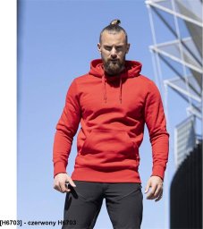 Ardon RIVARY - Męska bluza kangurek elastyczny śćiągacz pa i rękawy 65 % bawełna, 35 % poliester, 320 g/m2 - czerwony H6703 4XL