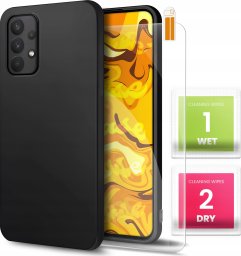 Hello Case Etui do Samsung Galaxy A32 5G (Czarne, Matowe, Obudowa, Silikon) SZKŁO 9H
