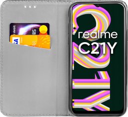  Hello Case ETUI Z KLAPKĄ DO REALME C21Y CZARNE ZAMYKANE MAGNETYCZNE KABURA FUTERAŁ