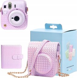  LoveInstant Zestaw 2w1 Futerał Etui Case Do Fuji Instax Mini 12 + Album Na 64 Zdjęcia / Fioletowy