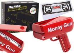 LeanToys Pistolet Na Pieniądze Strzelający Czerwony Wyrzutnia Money Gun Banknoty