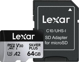 Karta Lexar Professional Silver Plus MicroSDXC 64 GB Class 10 UHS-I/U3 A2 V30 (LMSSIPL064G-BNANG)