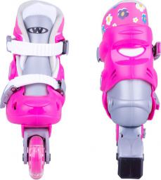 Rolki Worker Poly + kask i ochraniacze rekreacyjne regulowane srebrne r. 26-29