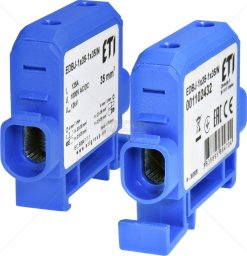 Etipo Zacisk ETI Polam 001102432 125A 1-torowy (2,5-35mm2 - 2,5-35mm2) do przewodów Al/Cu niebieski EDBJ-1x35-1x35N