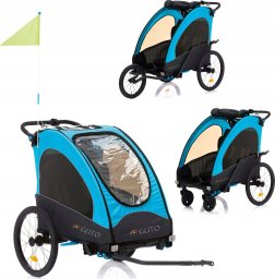 Guto Guto Przyczepka, wózek, jogger 3w1 Aluminium Deluxe Buggy PRO Black-Blue, EAN 5909876513148