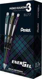 Pentel Pióro kulkowe ENERGEL BL77 (3szt.) 3-odcienie czarnego +wkłady LR7 BL77A2-ST3KSVPL PENTEL