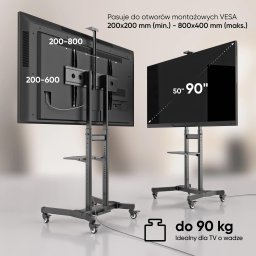 Onkron Mobilny stojak do TV 50" - 90" do 90 kg ONKRON TS1891 Czarny