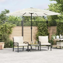 vidaXL Parasol ogrodowy na stalowym słupku, biały, 248x248x248 cm