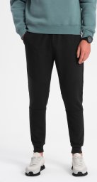 Ombre Męskie spodnie dresowe ze wstawkami z tkaniny ottoman - czarne V1 OM-PASK-0127 XXL