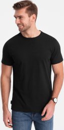 Ombre Klasyczny T-shirt męski bawełniany BASIC - czarny V1 OM-TSBS-0146 S