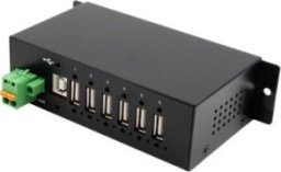 Exsys EXSYS EX-1596HMVS 6-portowy metalowy koncentrator USB 2.0 z zabezpieczeniem przepięciowym ESD 15KV (szyna DIN)