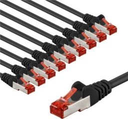 Goobay CAT 6 kabel krosowy, S/FTP (PiMF), 5 m, czarny, zestaw 10 - Długość kabla 5 m