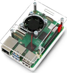 Gravlaser Obudowa do Raspberry Pi 5 - otwarta z wentylatorem - przezroczysta}