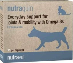 Nutravet NUTRAVET Nutraquin For Dogs & Cats 45kaps- zapewnia szybkie wsparcie dla zwierząt cierpiących na sztywność stawów