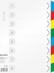  Biurfol Przekładki do segregatora A4 numeryczne laminowane 8 sztuk 170g BIURFOL