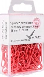  Victory Office Product Spinacze okrągłe 28mm VICTORY OFFICE PRODUCTS 6028KM100-065 neonowe pomarańczowe metalowepowlekane w zawieszanym pojemniku plastikowym 100szt