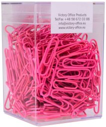 Victory Office Product Spinacze okrągłe 28mm VICTORY OFFICE PRODUCTS 60286H300-095 neonowe różowe metalowe powlekane w pojemniku plastikowym 300szt