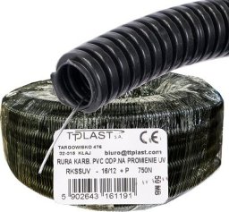 TT Plast Rura karbowana odporna UV 16/12 12466 RKSSUVP 50m