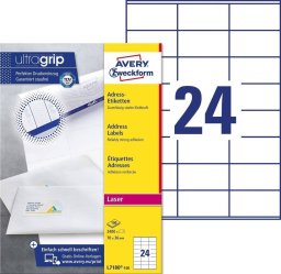 AVERY L7180-100, White, Self-adhesive printer label, A4, Rectangle, 70 mm, 36 mm