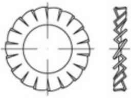 Toolcraft TOOLCRAFT 138455 Stjernefjederskiver Indvendig diameter: 6.4 mm DIN 6798 Fjederstål Galvaniseret 500 stk