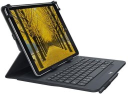 Logitech Logitech Universal Folio with integrated keyboard for 9-10 inch tablets, Danish, Any brand, iPad Air 2 iPad Air iPad 2 iPad 3 iPad 4 Samsung Galaxy Tab® A-9.7 in Samsung Galaxy Tab S-10.5..., Black, 24.6 cm (9.7"), Bluetooth, Power