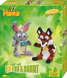 Hama Beads Hama midi gaveæske 3D Ræv & Kanin