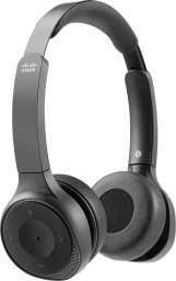 Słuchawki Cisco Cisco Bluetooth Headset 730, schwarz: - Dual On-Ear, aktive Rauschunterdruckung, inkl. Ladestation, - Anschlusse: Bluetooth, USB-A, 3.5mm*(nur Audio), - geeignet fur alle bluetooth-fahigen Gerate und Cisco DX70, DX80, IP DECT Phone 6825, I