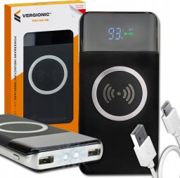 Powerbank VERGIONIC POWERBANK INDUKCYJNY 10 000 mAh POWER BANK 2x USB LATARKA