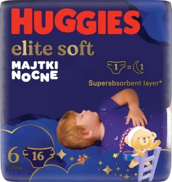 Pieluszki Huggies Pieluchomajtki HUGGIES na noc Elite Soft Night Pants rozmiar 6 (15-25kg) 16 szt